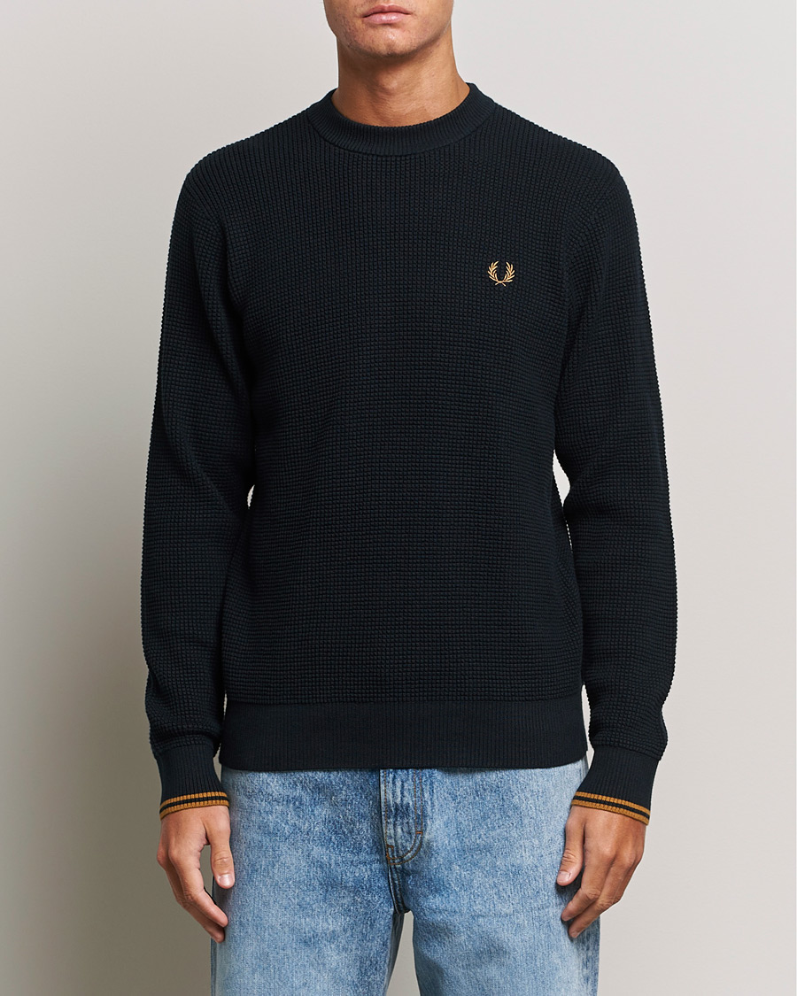 Homme | Pulls Et Tricots | Fred Perry | Waffle Stitch Jumper Navy