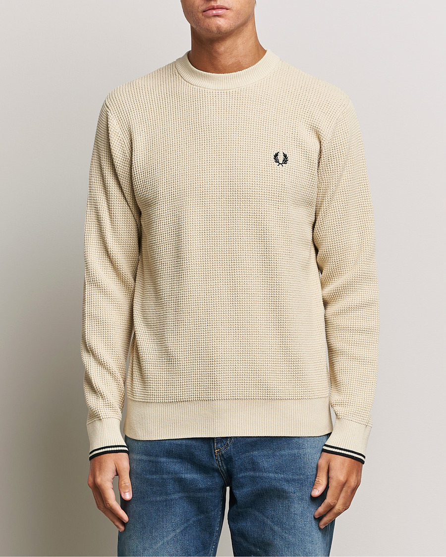Homme | Pulls Et Tricots | Fred Perry | Waffle Stitch Jumper Oatmeal