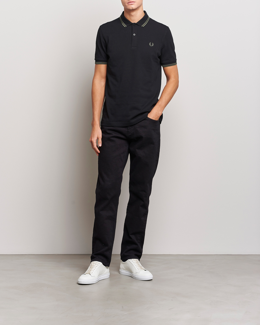 Homme | Polos | Fred Perry | Twin Tipped Polo Shirt Black