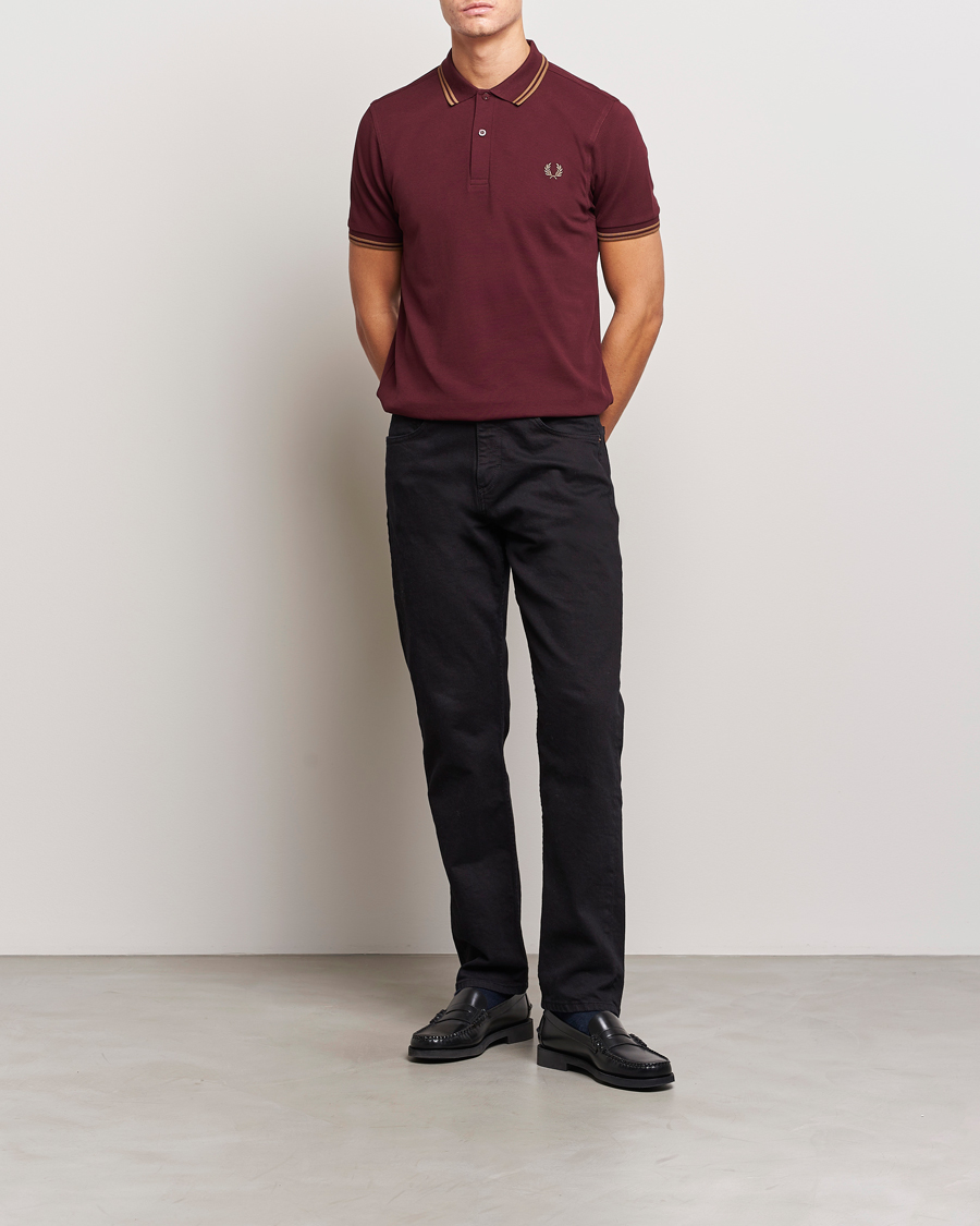 Homme | Polos | Fred Perry | Twin Tipped Polo Shirt Oxblood