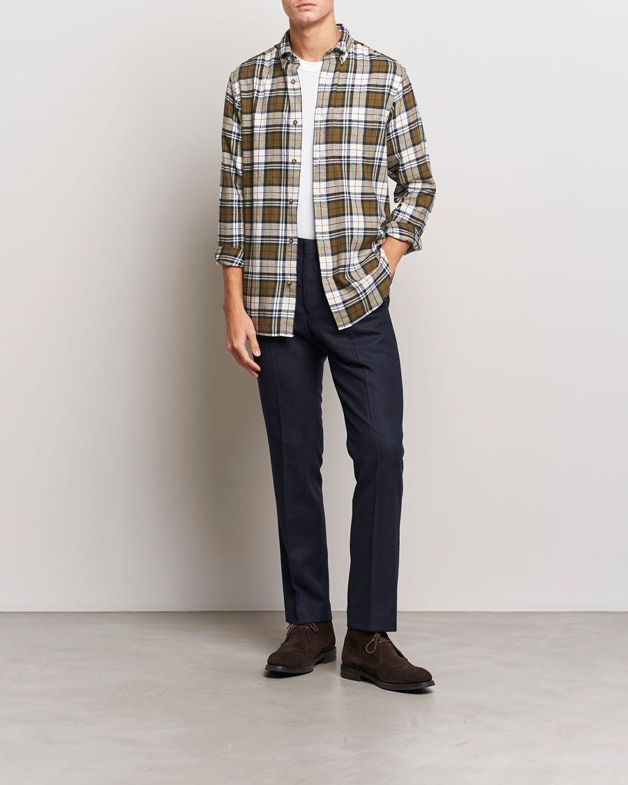 Homme | Chemises | GANT | Regular Fit Flannel Checked Shirt Dark Cactus