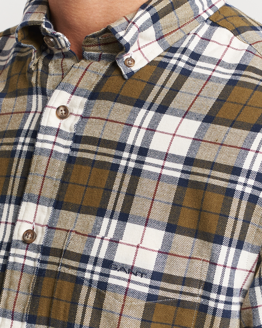 Homme | Chemises | GANT | Regular Fit Flannel Checked Shirt Dark Cactus