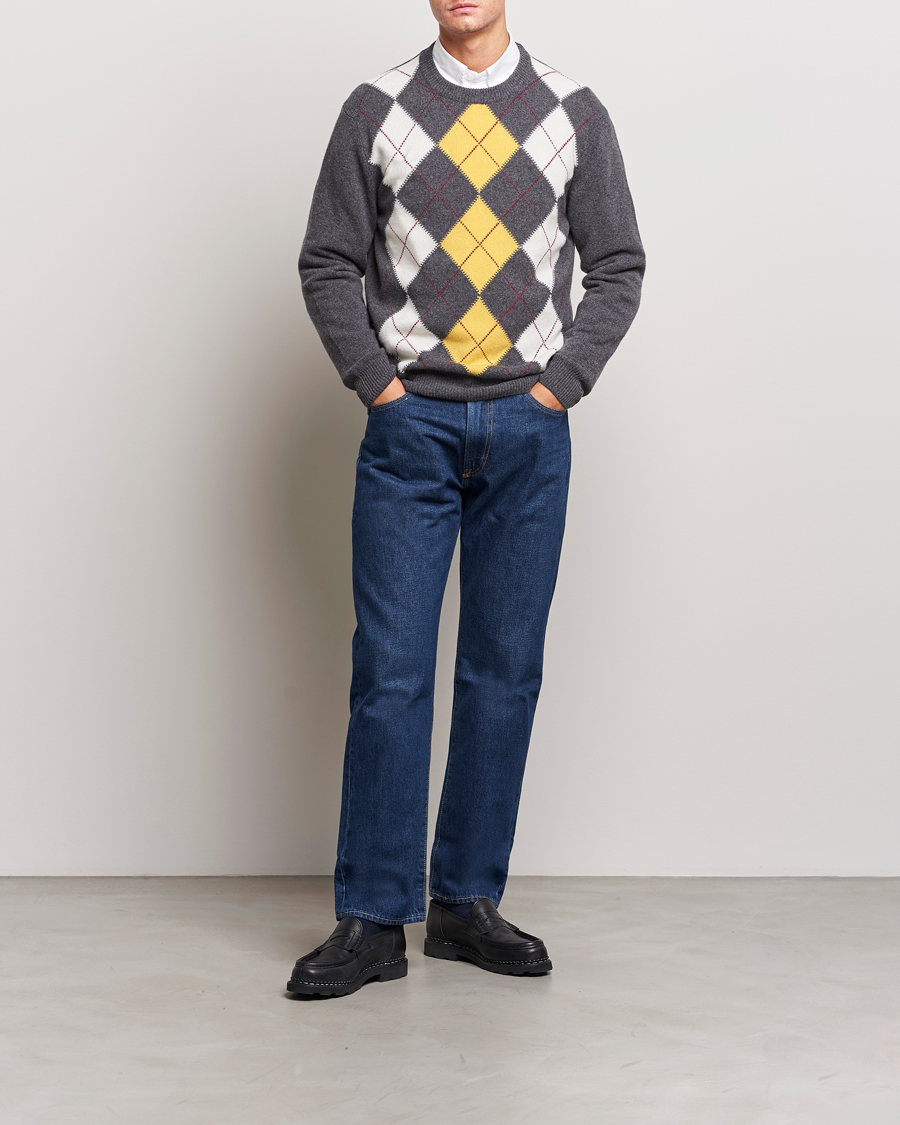 Homme | Pulls Et Tricots | GANT | Lambswool Argyle Crew Neck Sweater Charcoal Melange