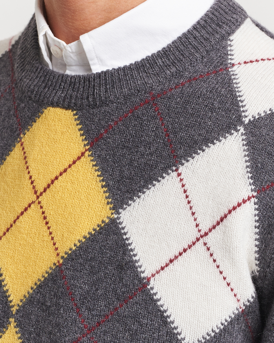 Homme | Pulls Et Tricots | GANT | Lambswool Argyle Crew Neck Sweater Charcoal Melange