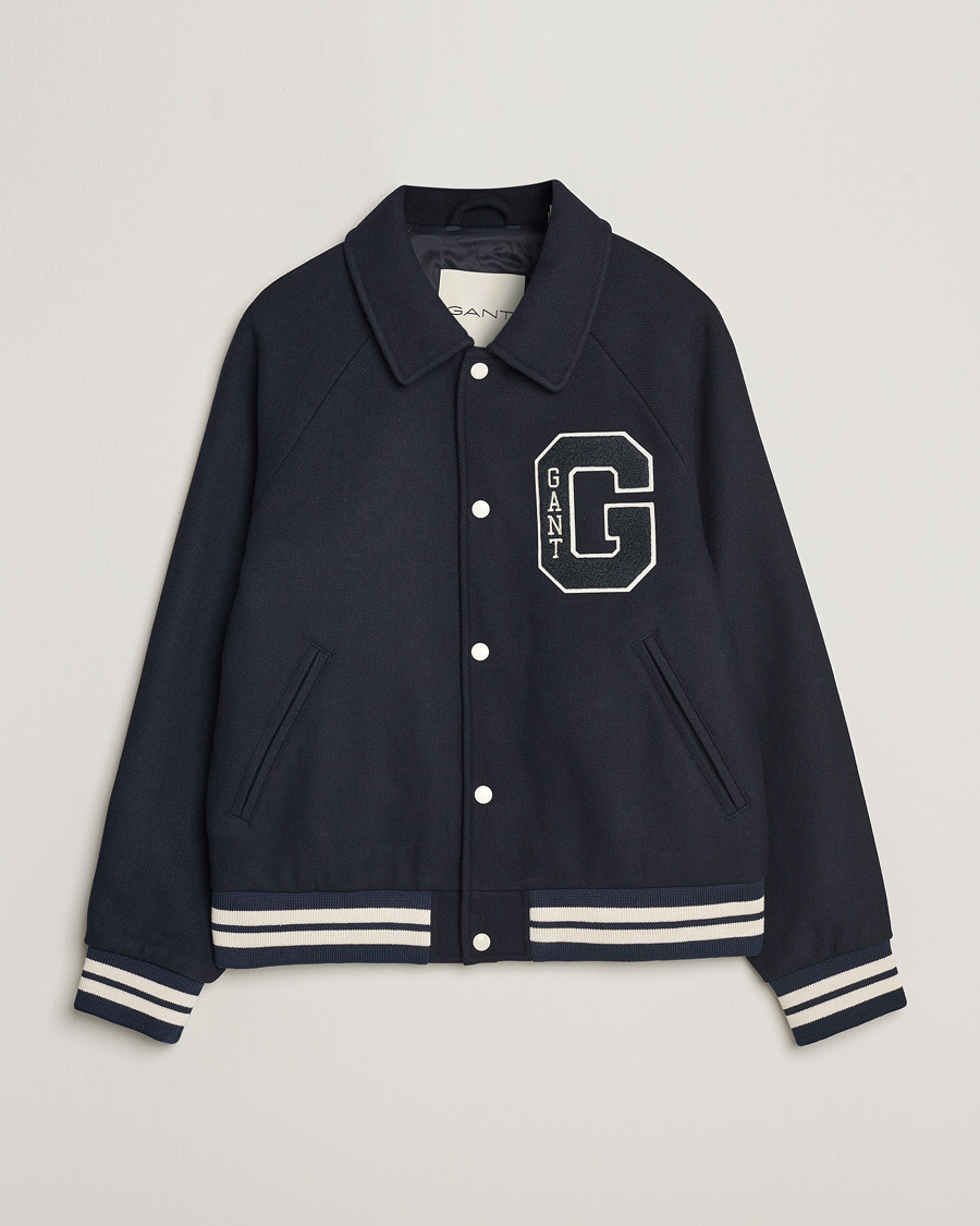Homme | Manteaux Et Vestes | GANT | Wool Varsity Jacket Evening Blue