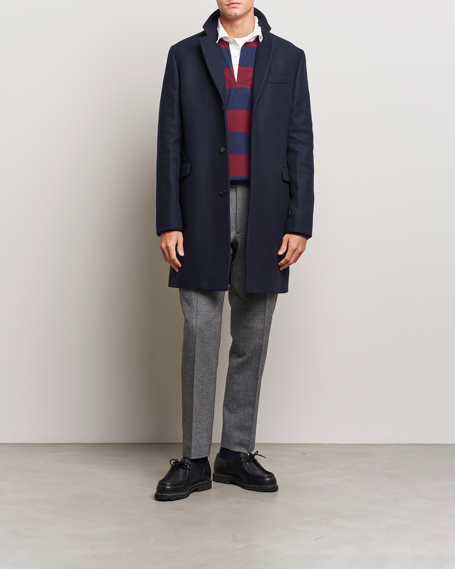 Homme | Pantalons | Gant | Tapered Herringbone Wool Pants Black