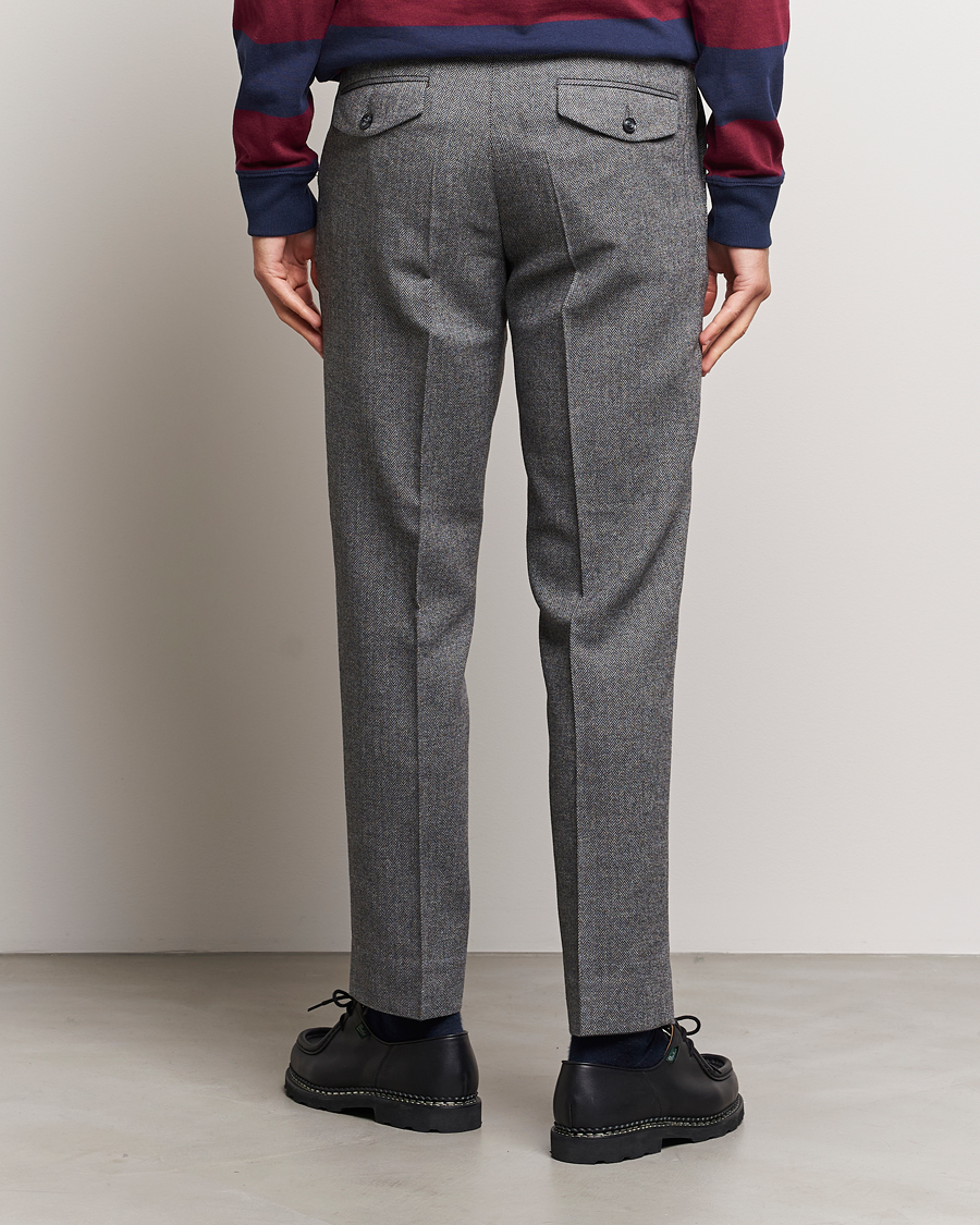 Homme | Pantalons | Gant | Tapered Herringbone Wool Pants Black