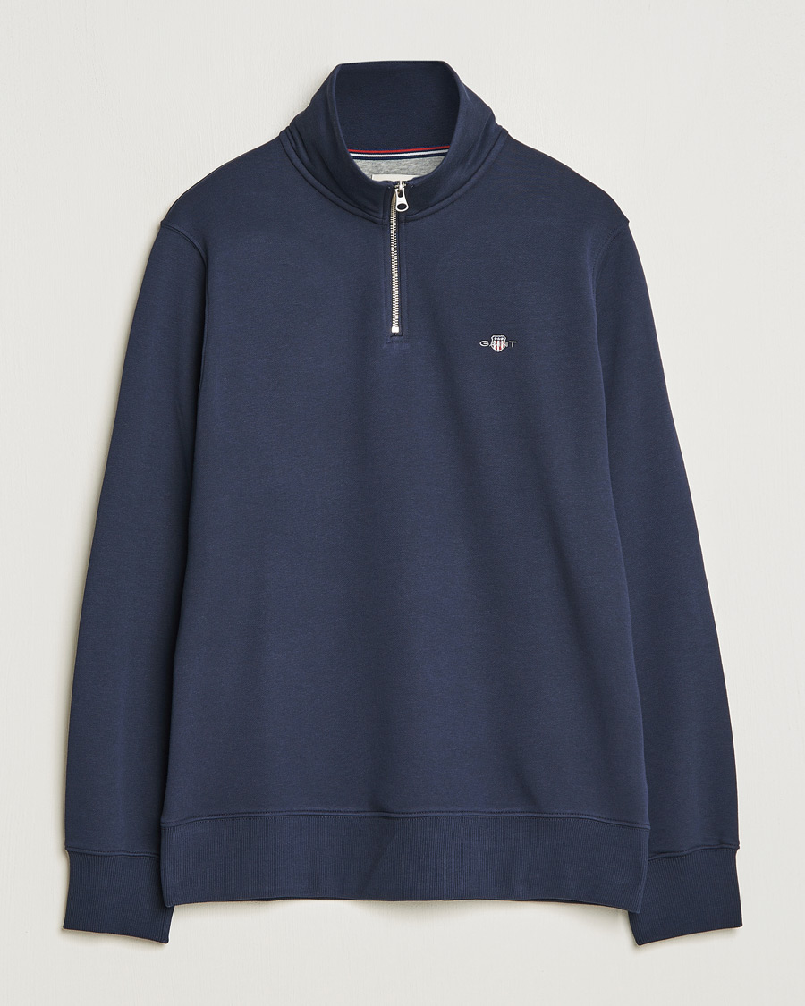 Homme | Pulls Et Tricots | GANT | Original Shield Half Zip Sweater Evening Blue