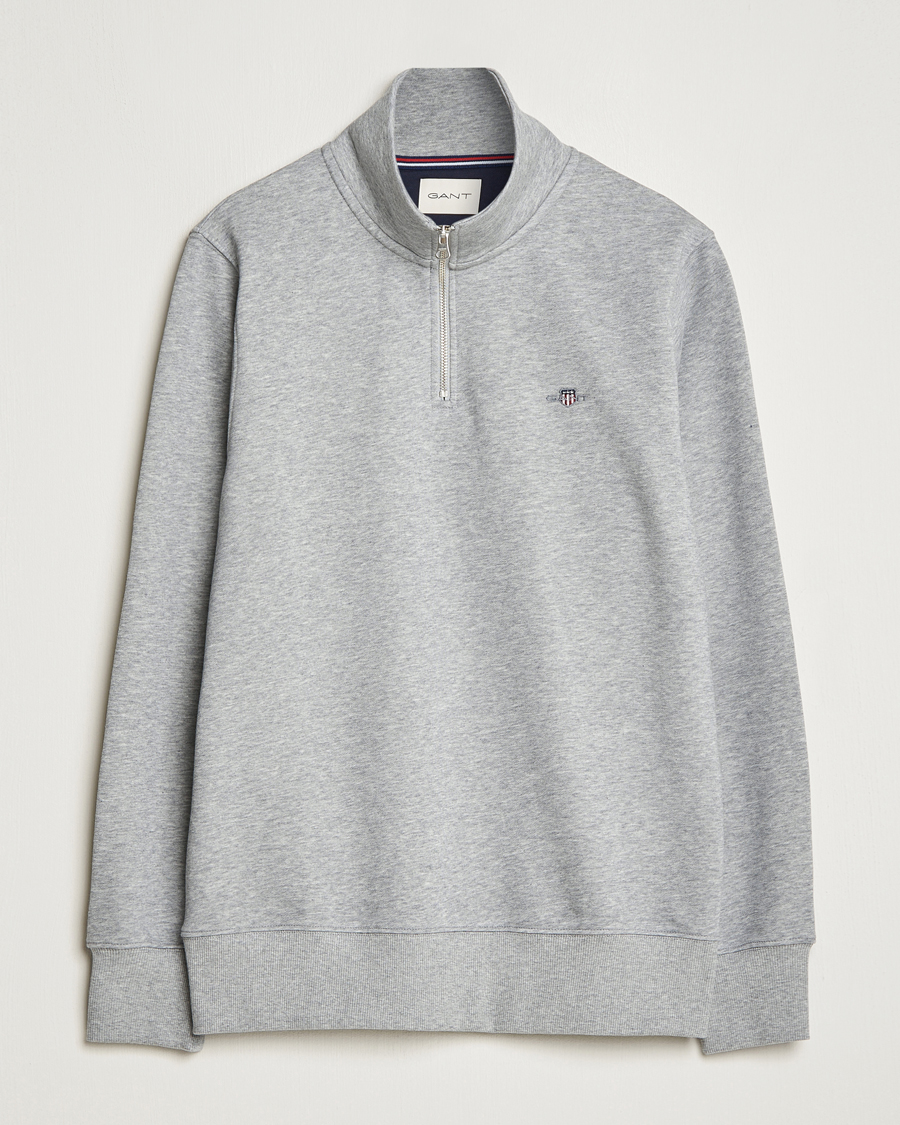 Homme | Pulls Et Tricots | GANT | Original Shield Half Zip Sweater Grey Melange