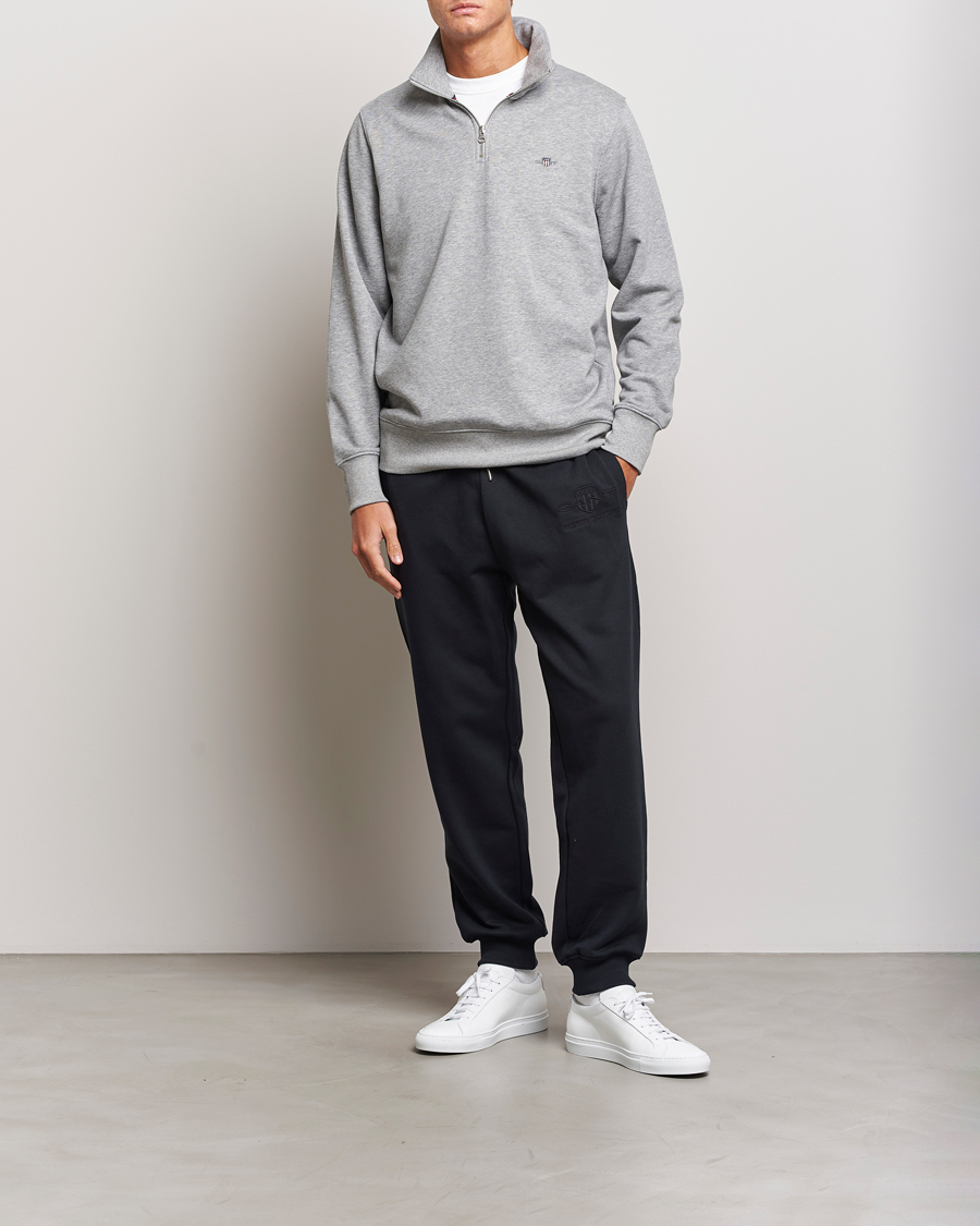 Homme | Pulls Et Tricots | GANT | Original Shield Half Zip Sweater Grey Melange