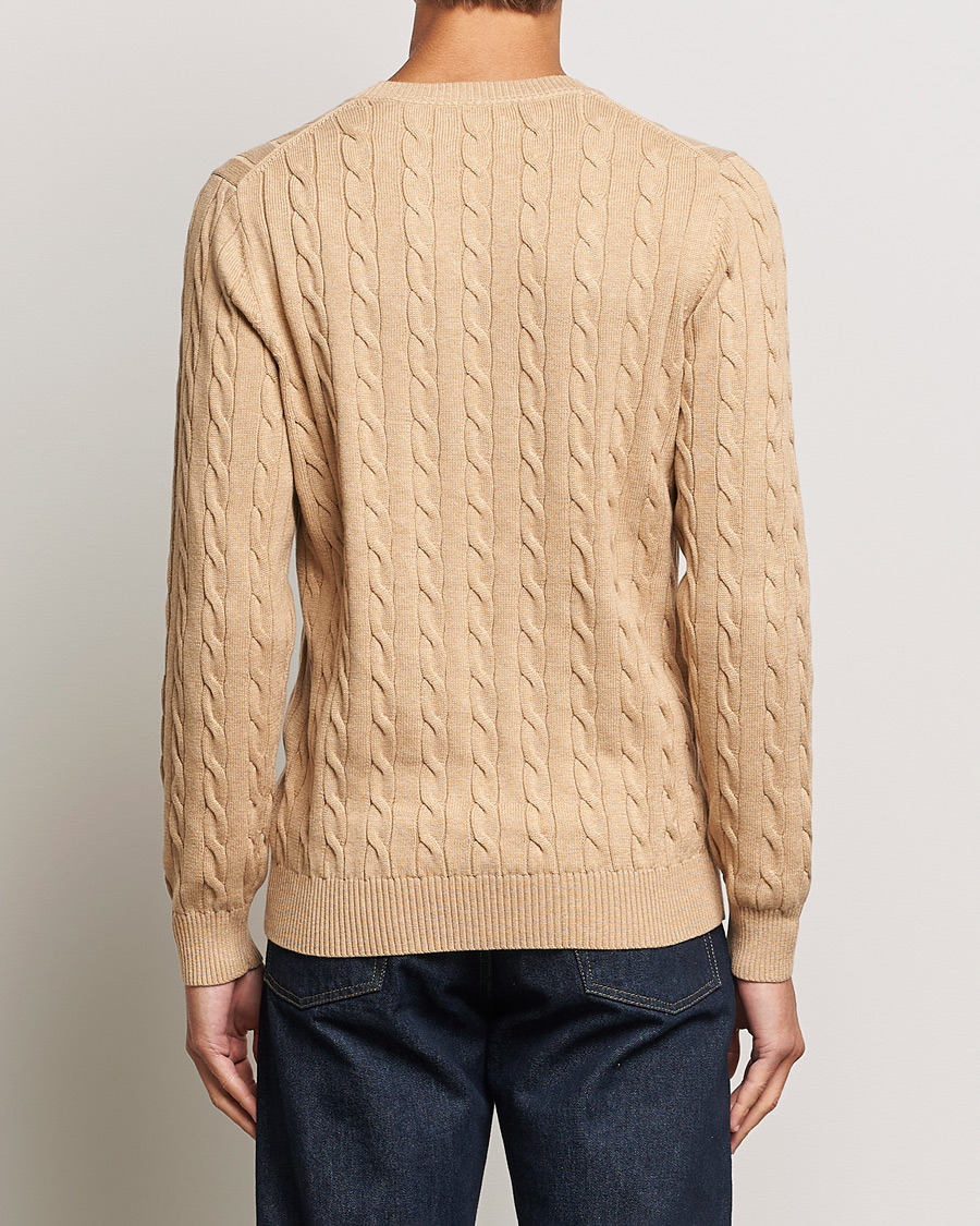 Homme | Pulls Et Tricots | GANT | Cotton Cable Crew Neck Pullover Khaki Melange