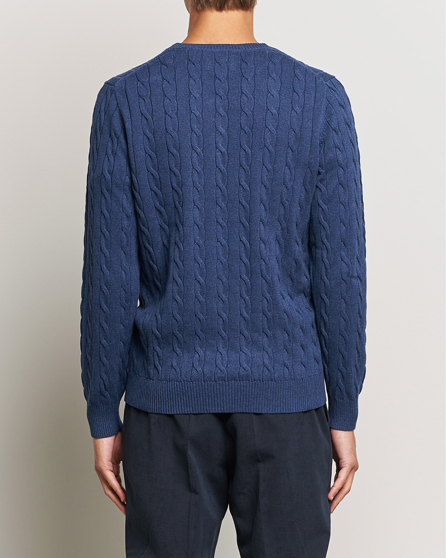 Homme | Pulls Et Tricots | GANT | Cotton Cable Crew Neck Pullover Marine Melange