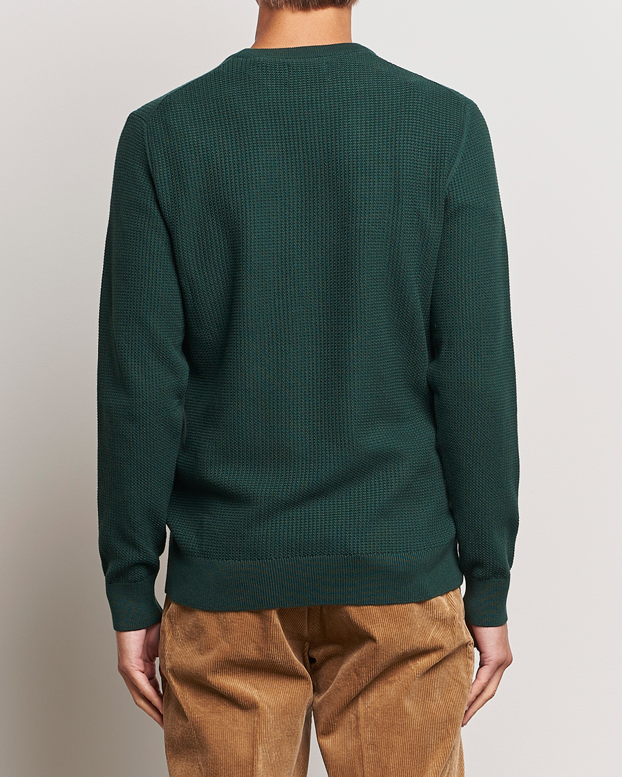 Homme | Pulls Et Tricots | GANT | Cotton Micro Textured Crew Neck Tartan Green