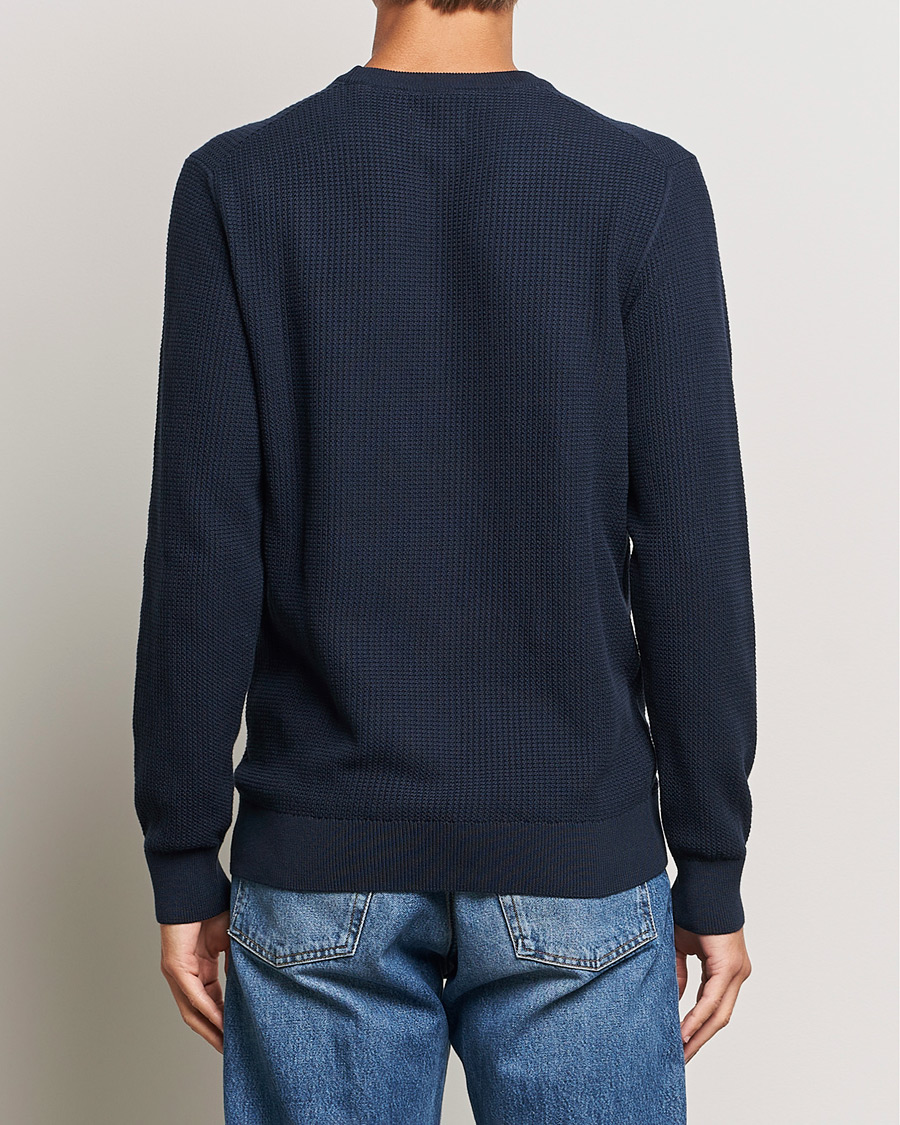 Homme | Pulls Et Tricots | GANT | Cotton Micro Textured Crew Neck Evening Blue