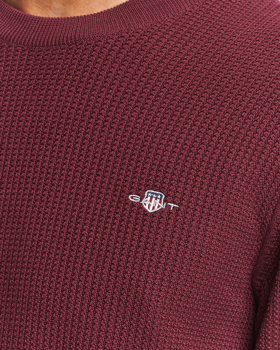 Homme | Pulls Et Tricots | GANT | Cotton Micro Textured Crew Neck Red Shadow