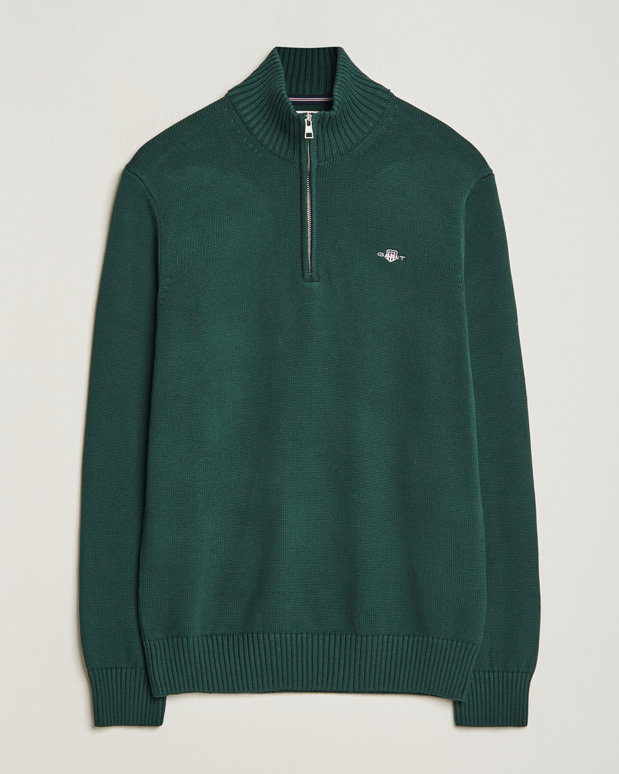 Homme | Pulls Et Tricots | GANT | Cotton Half Zip Tartan Green