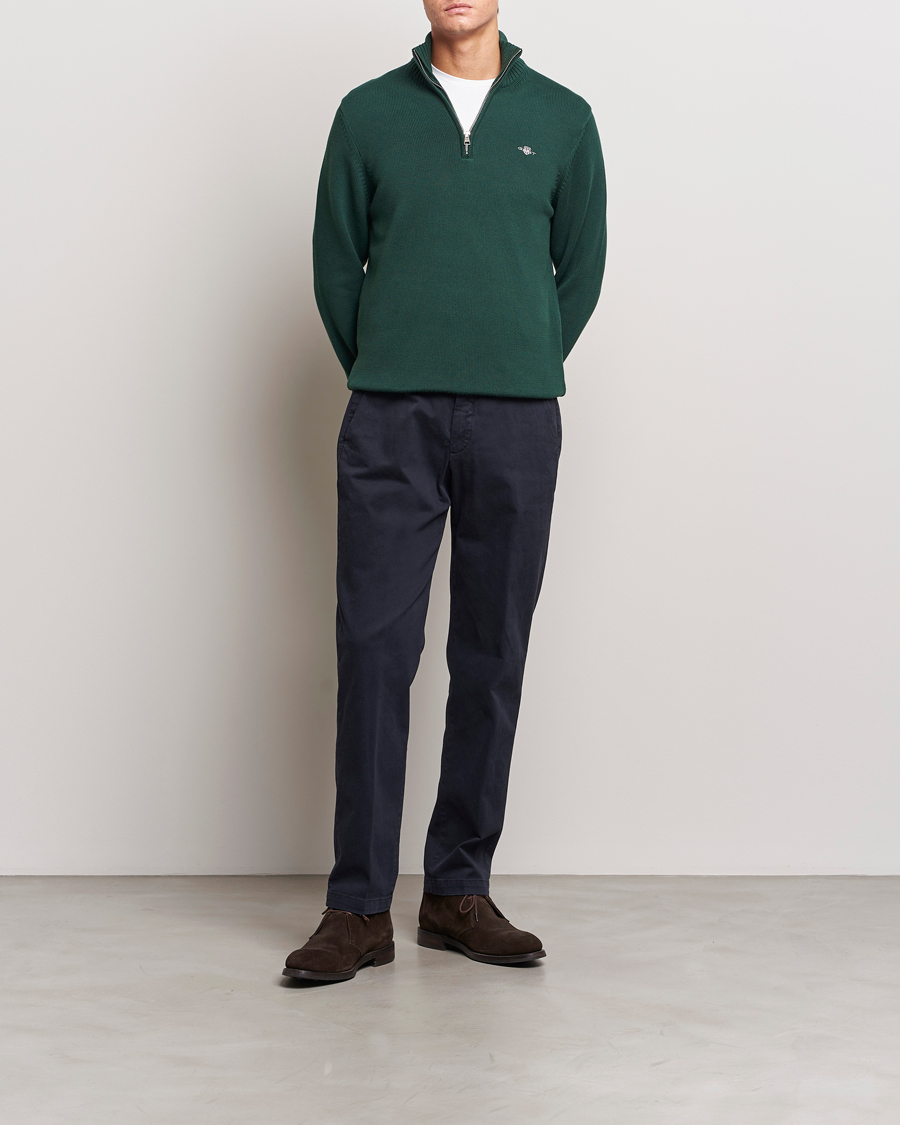 Homme | Pulls Et Tricots | GANT | Cotton Half Zip Tartan Green