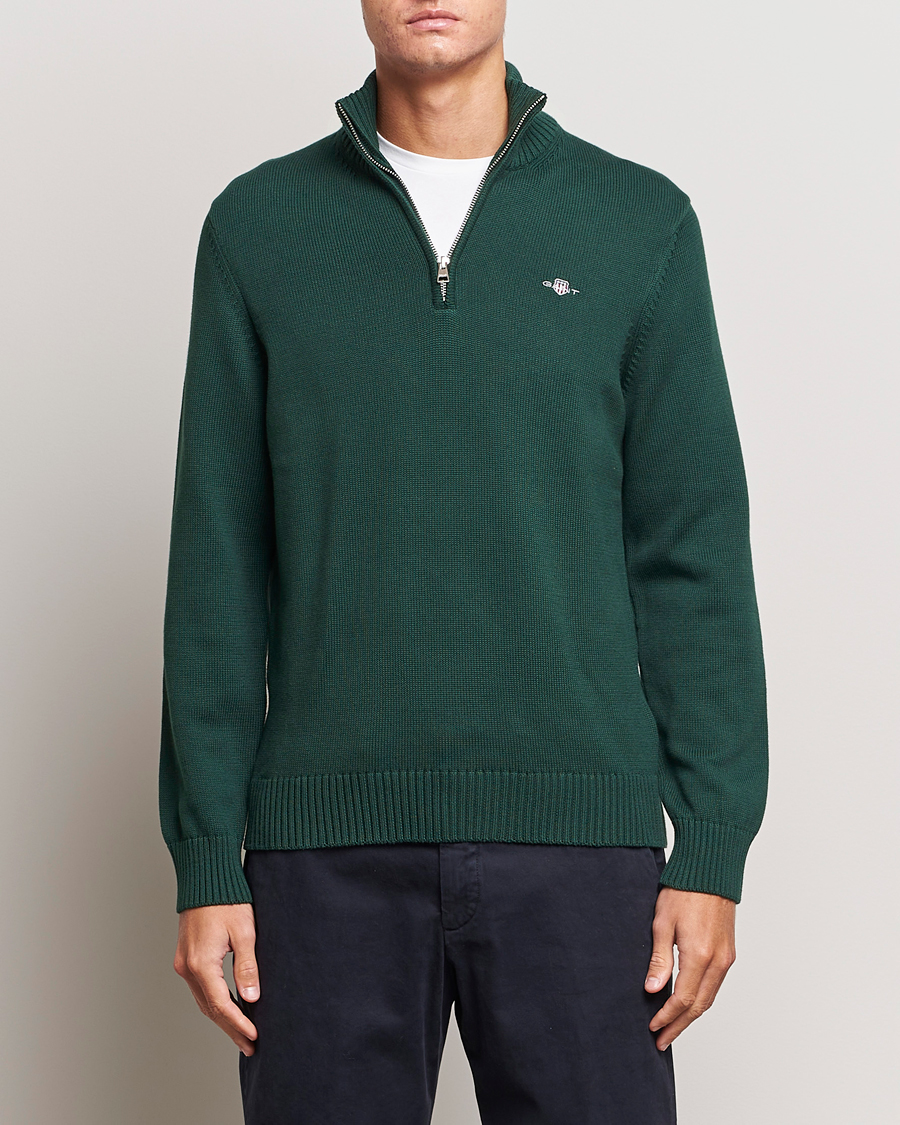Homme | Pulls Et Tricots | GANT | Cotton Half Zip Tartan Green