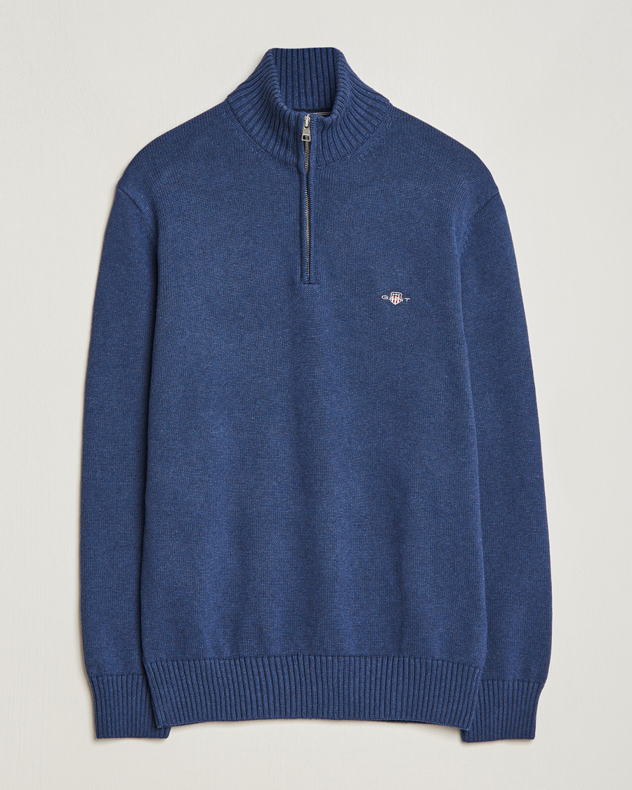 Homme | Pulls Et Tricots | GANT | Cotton Half Zip Marine Melange