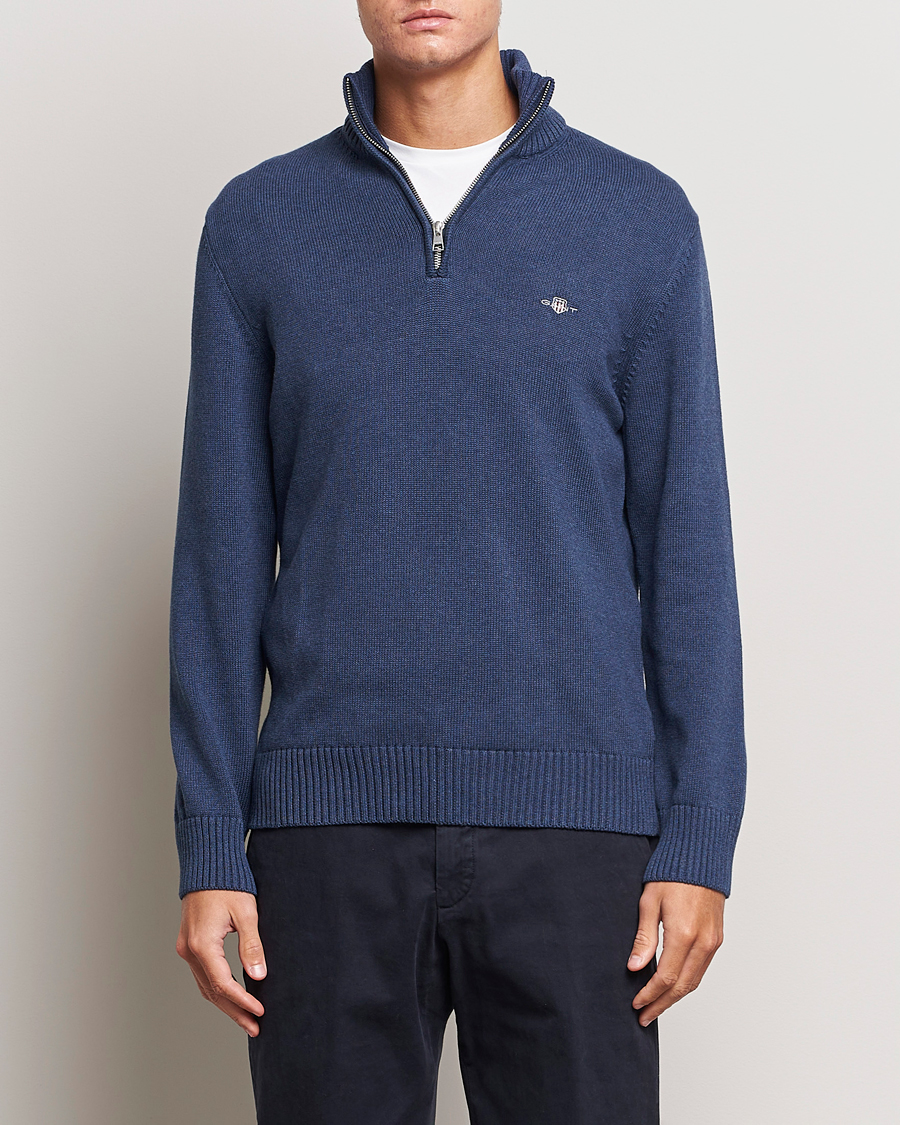 Homme | Pulls Et Tricots | GANT | Cotton Half Zip Marine Melange