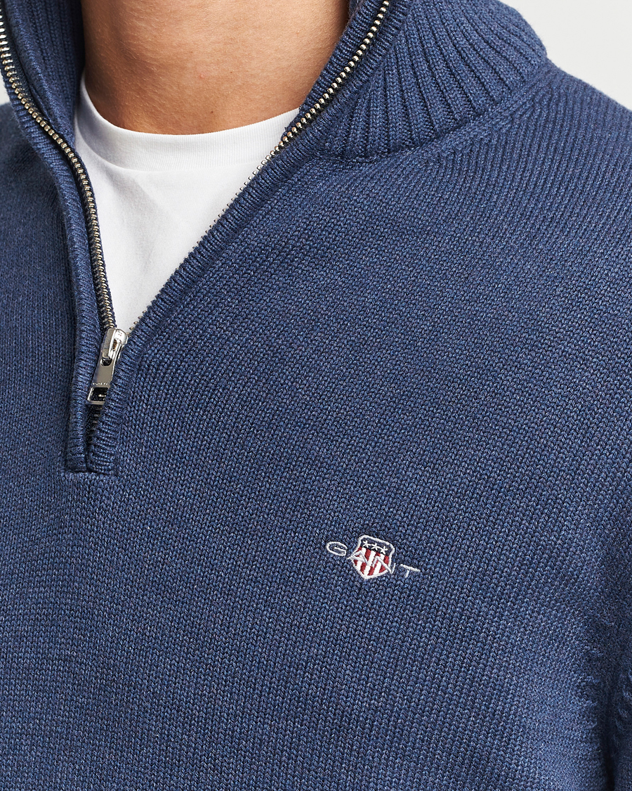 Homme | Pulls Et Tricots | GANT | Cotton Half Zip Marine Melange