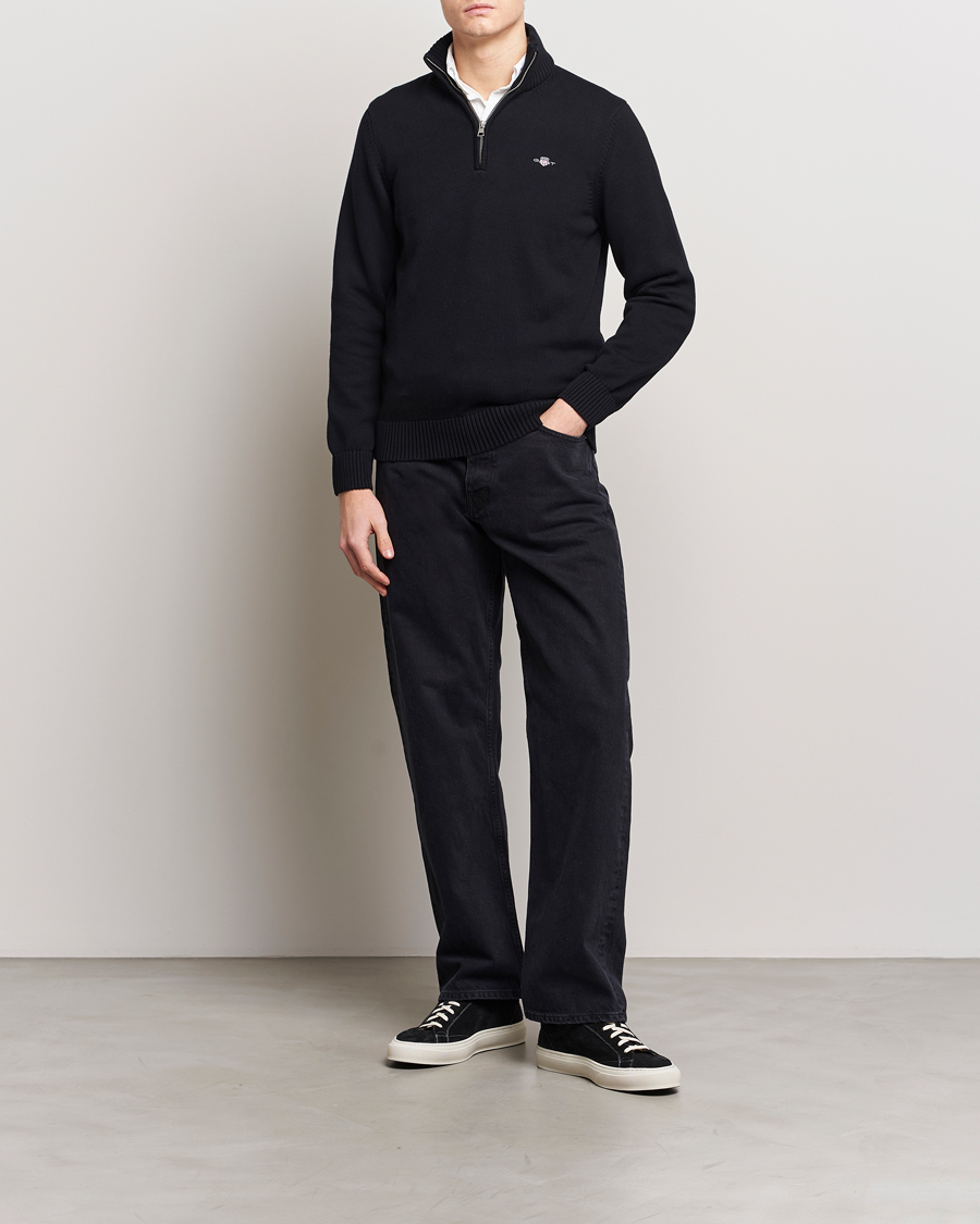 Homme | Pulls Et Tricots | GANT | Cotton Half Zip Black