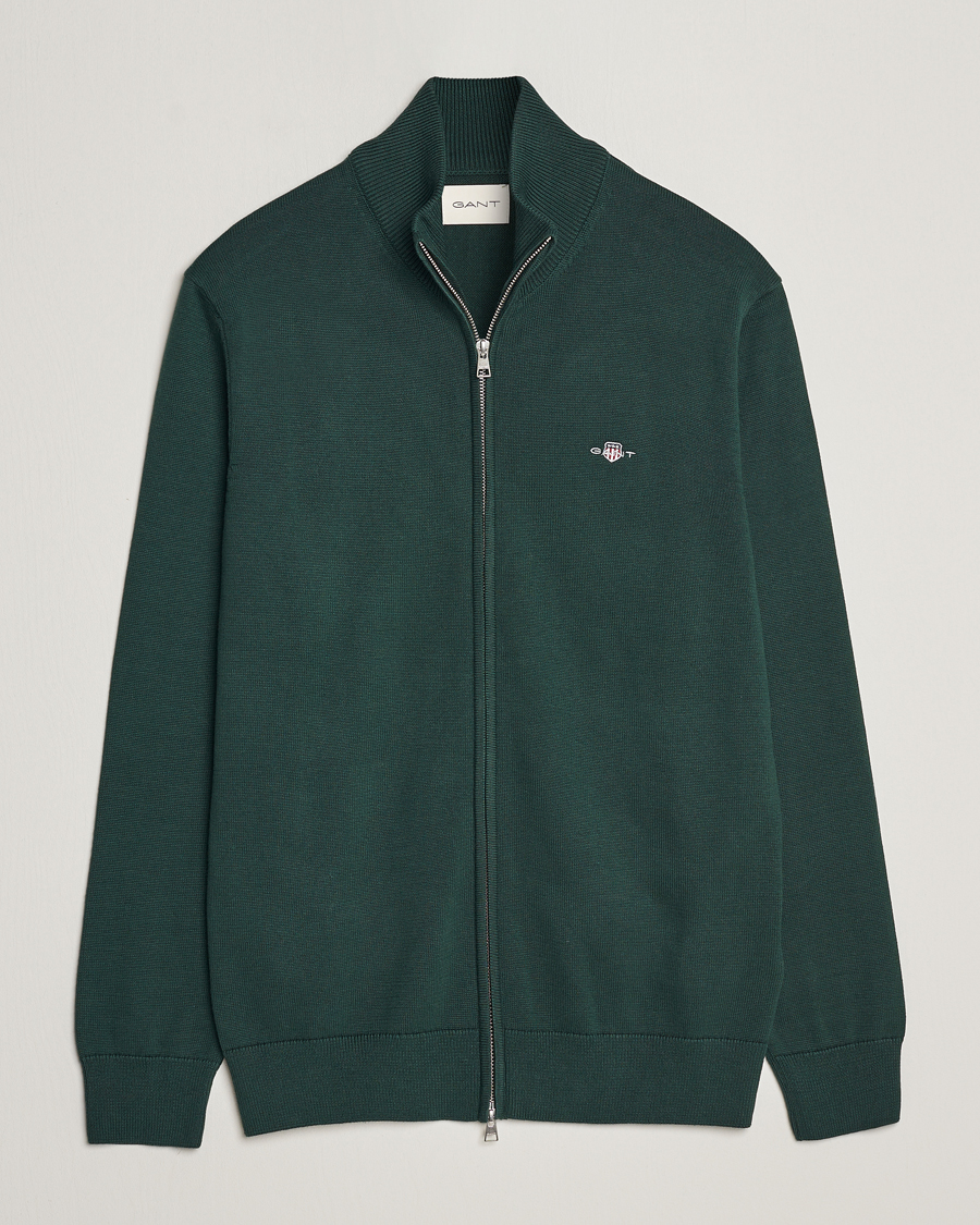 Homme | Pulls Et Tricots | GANT | Cotton Full Zip Tartan Green
