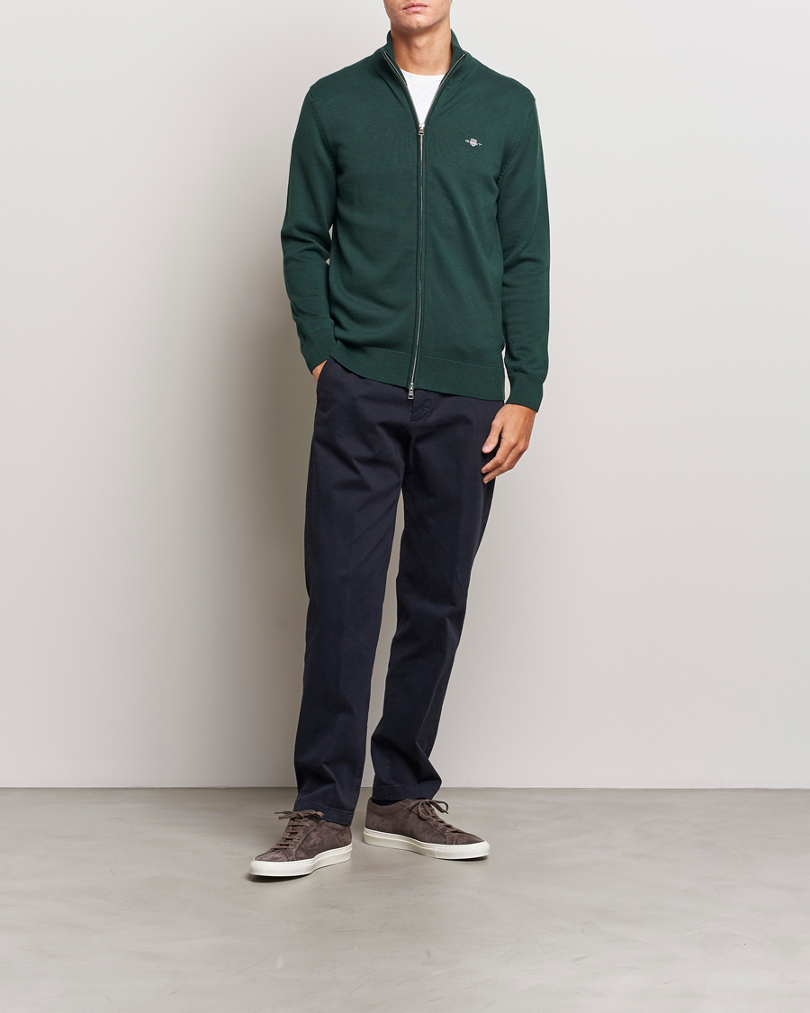 Homme | Pulls Et Tricots | GANT | Cotton Full Zip Tartan Green