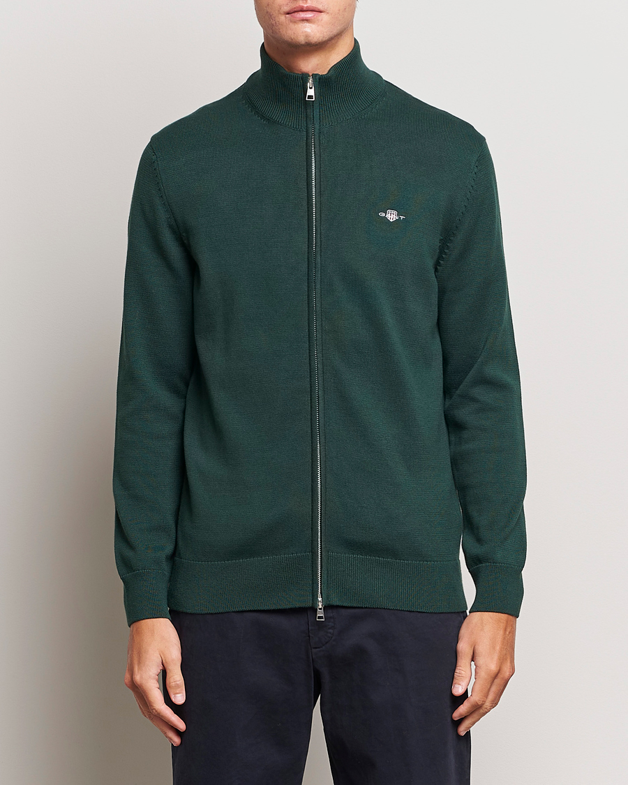 Homme | Pulls Et Tricots | GANT | Cotton Full Zip Tartan Green