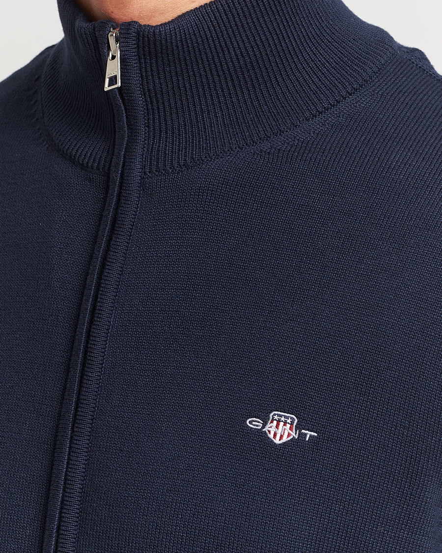 Homme | Pulls Et Tricots | Gant | Cotton Full Zip Cardigan Evening Blue