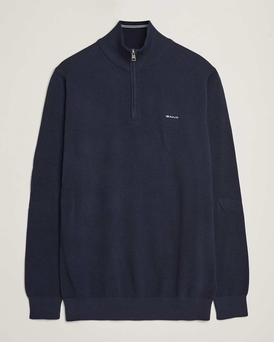 Homme | Pulls Et Tricots | GANT | Cotton Pique Half Zip Evening Blue