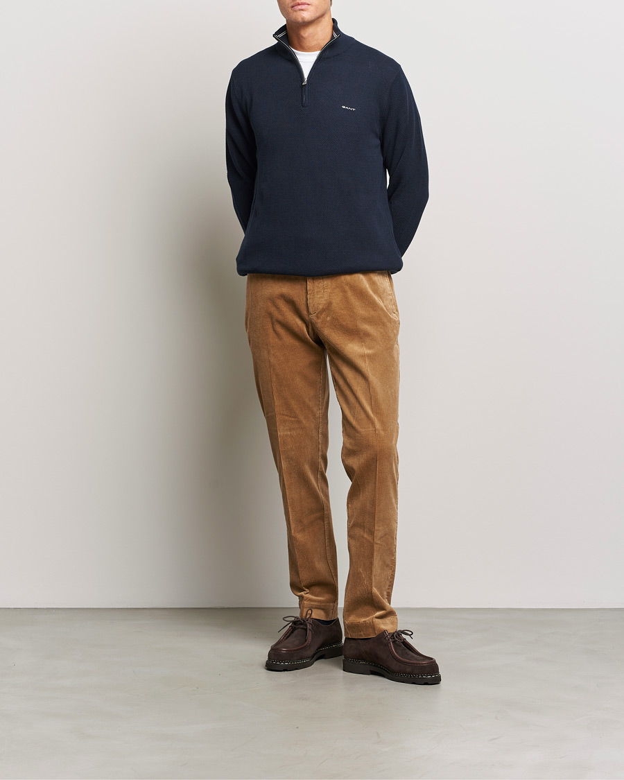 Homme | Pulls Et Tricots | GANT | Cotton Pique Half Zip Evening Blue