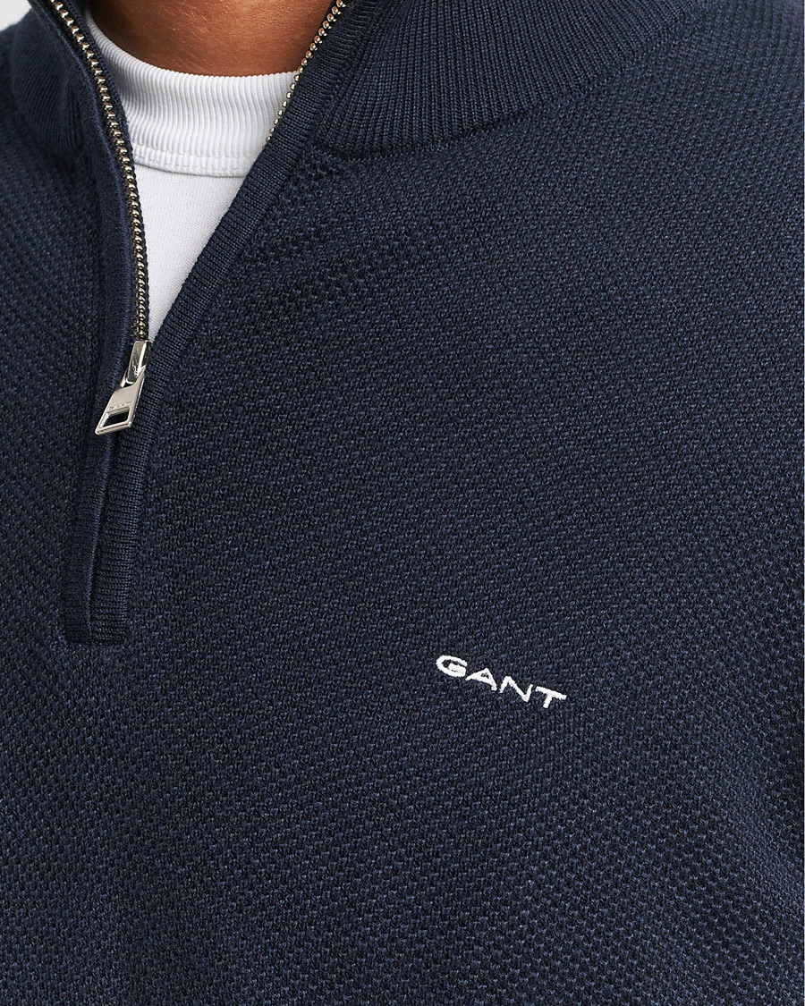 Homme | Pulls Et Tricots | GANT | Cotton Pique Half Zip Evening Blue
