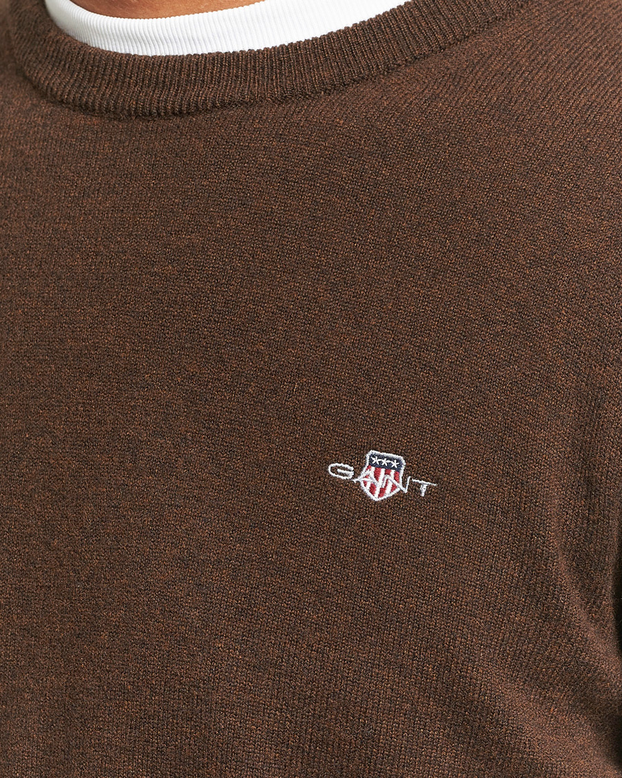 Homme | Pulls Et Tricots | GANT | Lambswool Crew Neck Pullover Dark Brown Melange