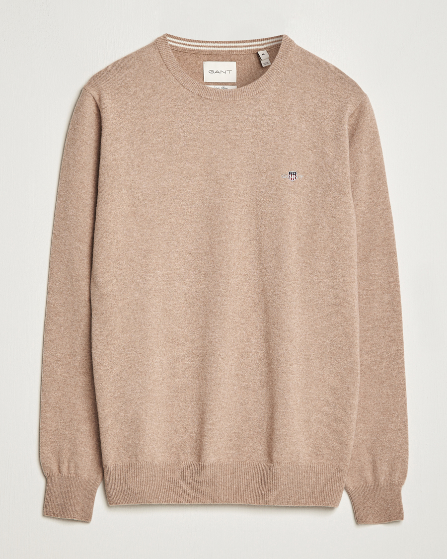 Homme | Pulls Et Tricots | GANT | Lambswool Crew Neck Pullover Dark Sand
