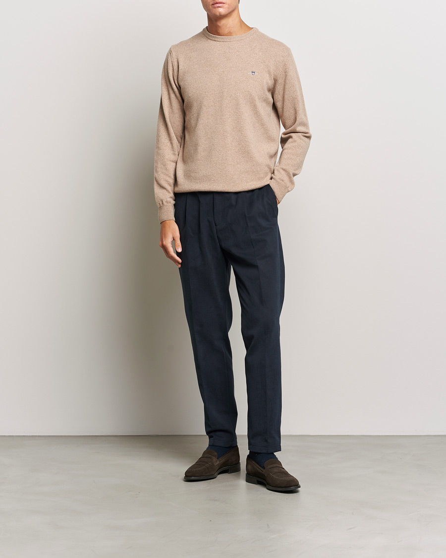 Homme | Pulls Et Tricots | GANT | Lambswool Crew Neck Pullover Dark Sand