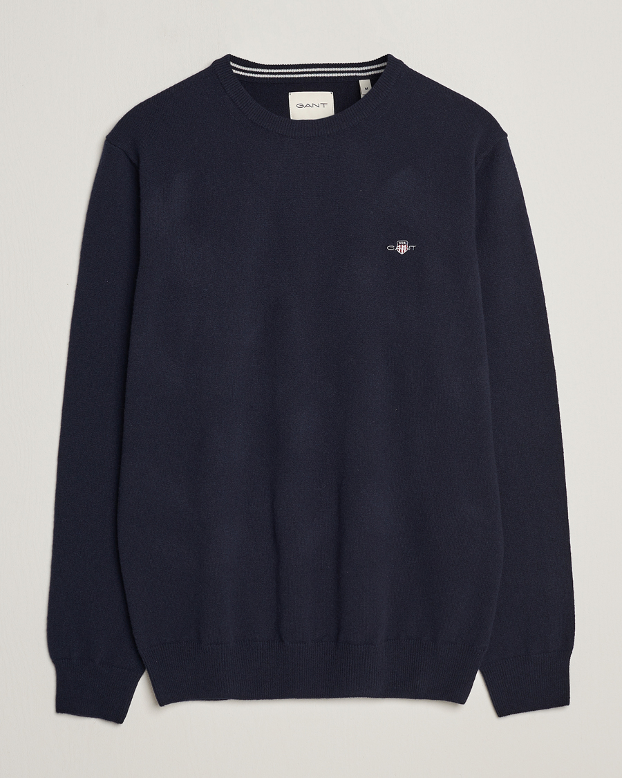 Homme | Pulls Et Tricots | GANT | Lambswool Crew Neck Pullover Marine
