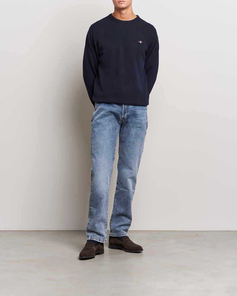 Homme | Pulls Et Tricots | GANT | Lambswool Crew Neck Pullover Marine