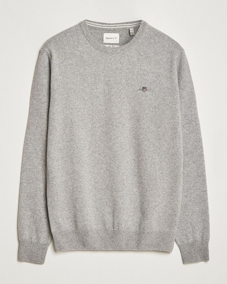 Homme | Pulls Et Tricots | GANT | Lambswool Crew Neck Pullover Grey Malange
