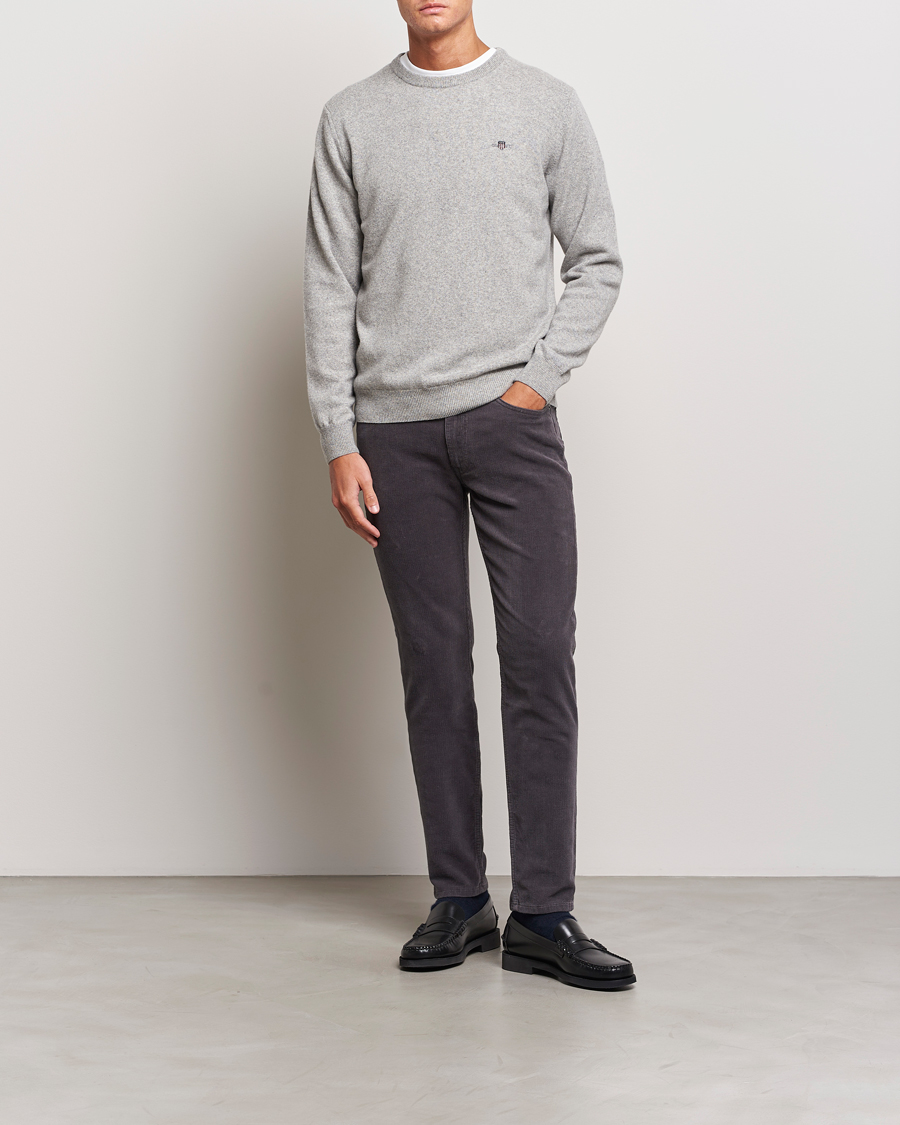 Homme | Pulls Et Tricots | GANT | Lambswool Crew Neck Pullover Grey Malange