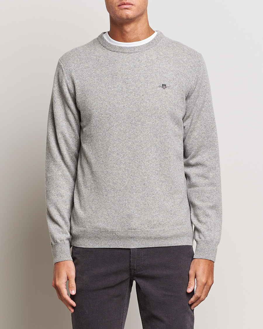 Homme | Pulls Et Tricots | GANT | Lambswool Crew Neck Pullover Grey Malange