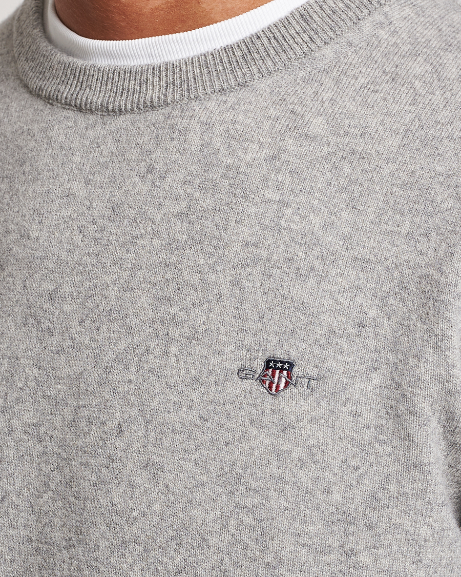 Homme | Pulls Et Tricots | GANT | Lambswool Crew Neck Pullover Grey Malange