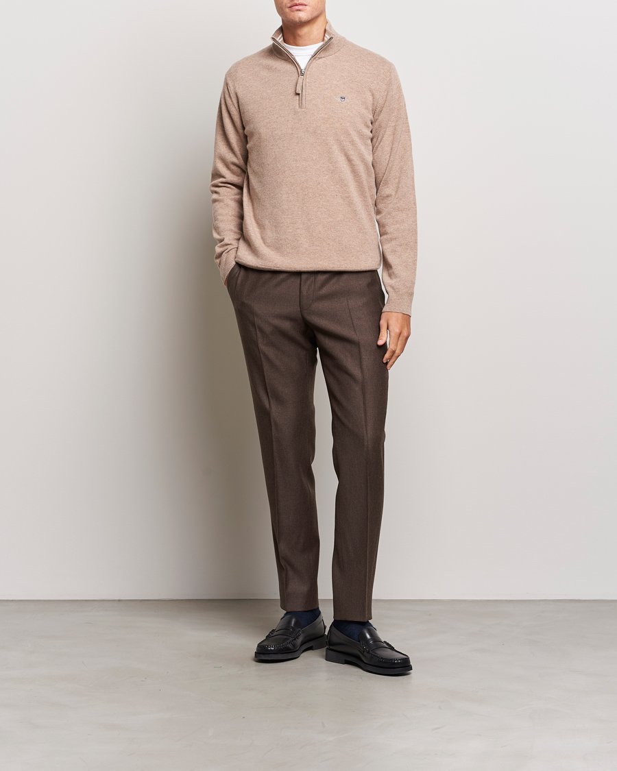 Homme | Pulls Et Tricots | GANT | Lamsbwool Half Zip Dark Sand