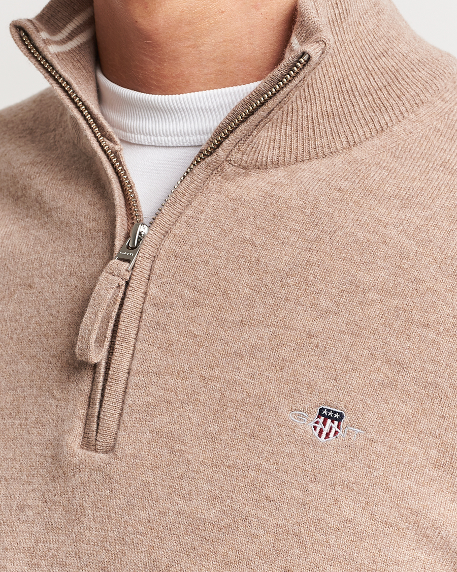 Homme | Pulls Et Tricots | GANT | Lamsbwool Half Zip Dark Sand