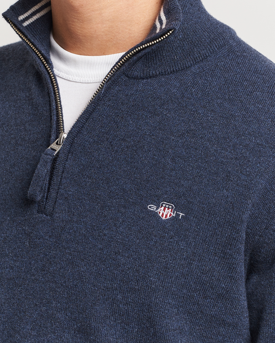 Homme | Pulls Et Tricots | GANT | Lambswool Half Zip Dark Navy Melange