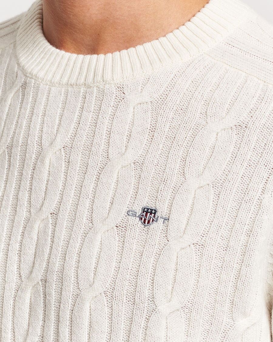 Homme | Pulls Et Tricots | GANT | Lambswool Cable Crew Neck Pullover Cream