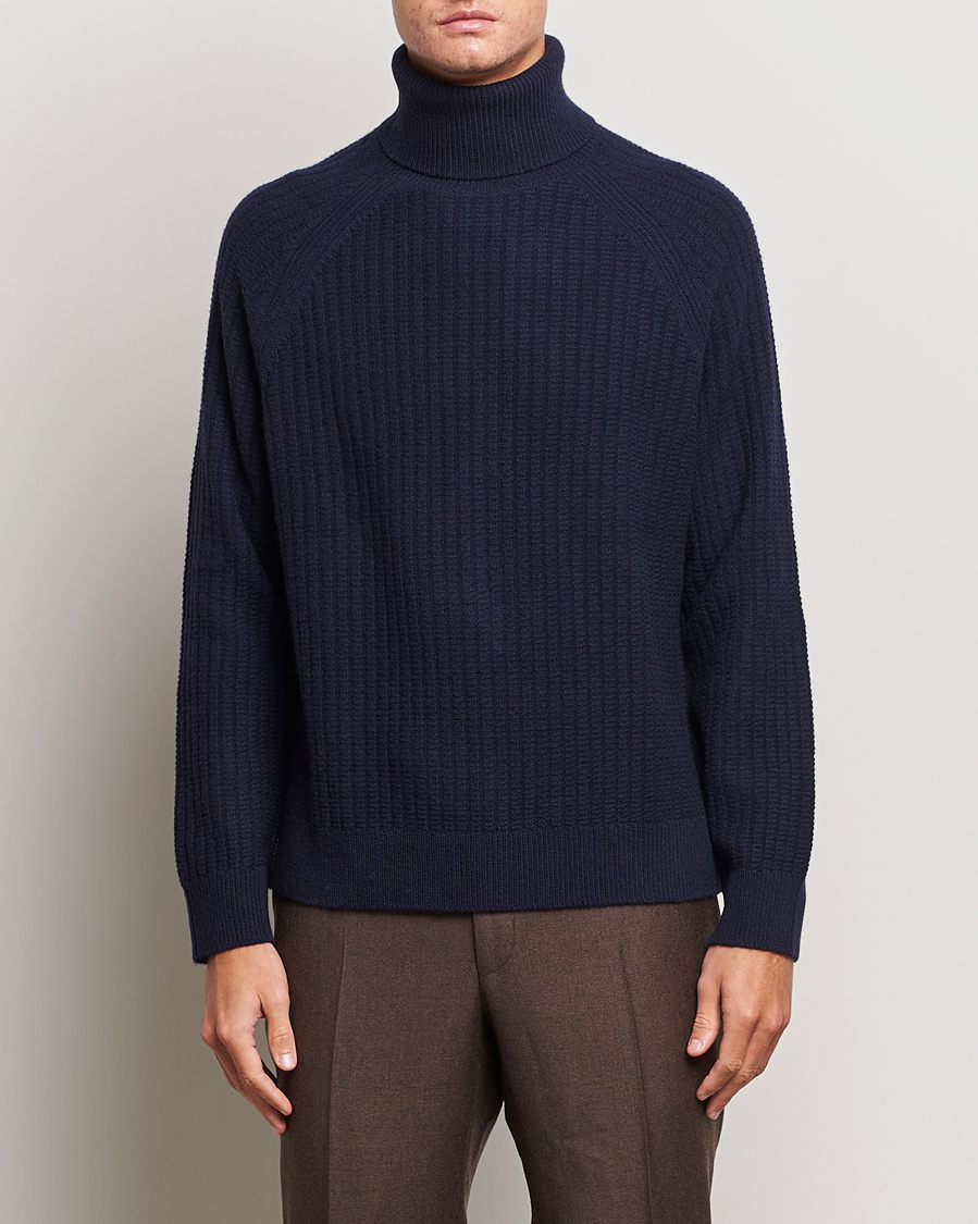 Homme | Pulls Et Tricots | GANT | Lambswool Textured Rollneck Evening Blue