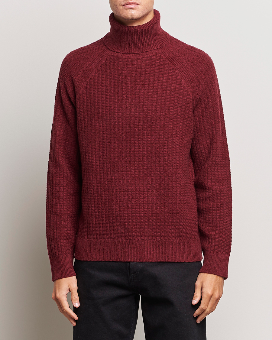 Homme | Pulls Et Tricots | GANT | Lambswool Textured Rollneck Plumped Red