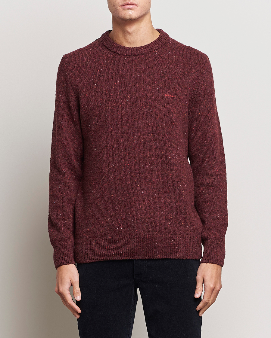 Homme | Soldes Vêtements | GANT | Neps Donegal Crew Neck Sweater Plumped Red