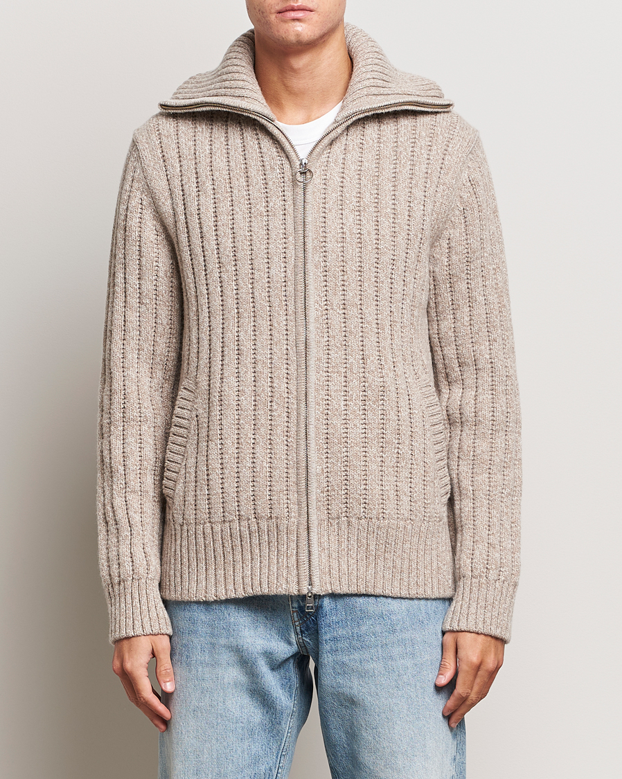 Homme | Pulls Et Tricots | GANT | Heavy Structured Knitted Full Zip Light Beige Melange